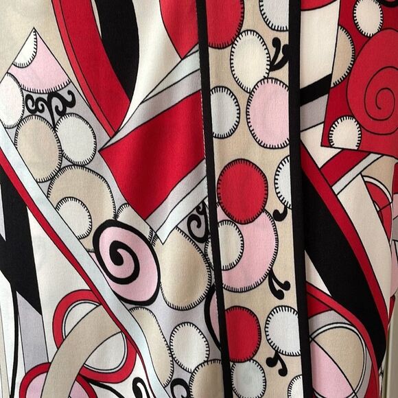Ali Ro Wrap Dress Multicolored Abstract Pucci-like print red pink game day 0 - Picture 3 of 8